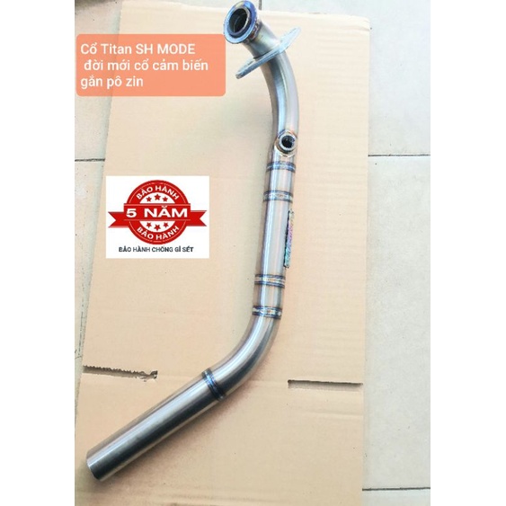Cổ pô SH MODE đời mới, Cổ titan thay thế cổ zin, tặng khâu nối pô với cổ.