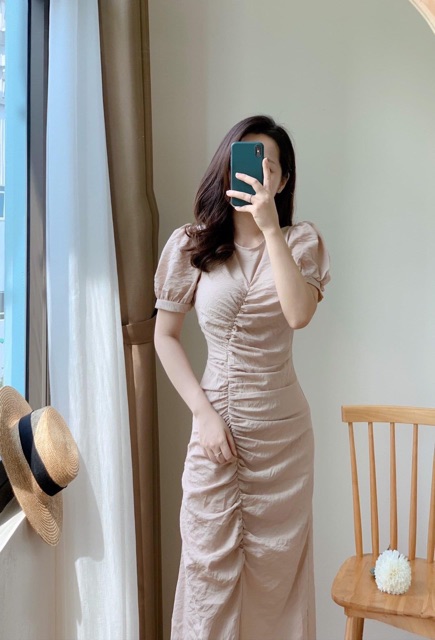 [Mã FAMARAL1 giảm 10K đơn 50K] Đầm công sở dự tiệc nhún thân tay con hot hit | BigBuy360 - bigbuy360.vn