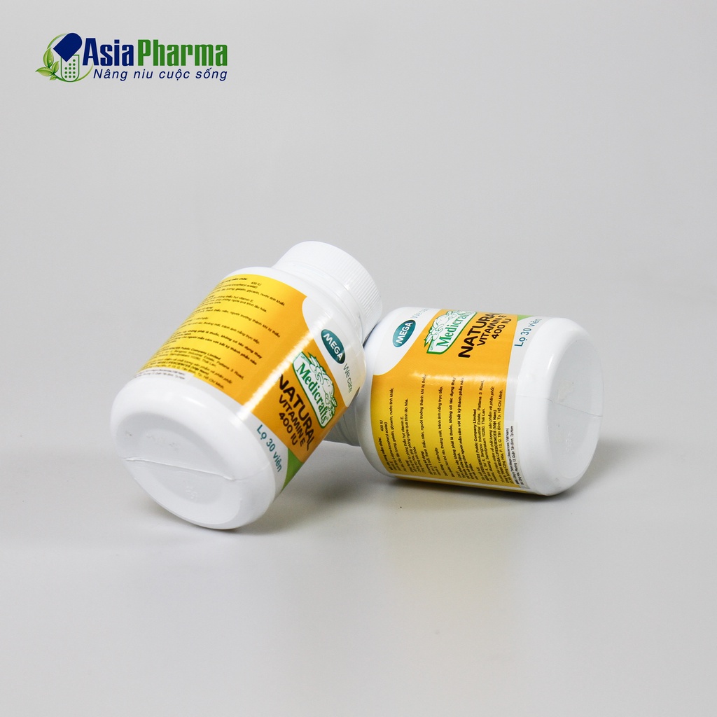 Viên uống Natural Vitamin E 400IU giúp đẹp da chống lão hoá, thực phẩm chức năng -Lọ 30 viên - ASIA PHARMA