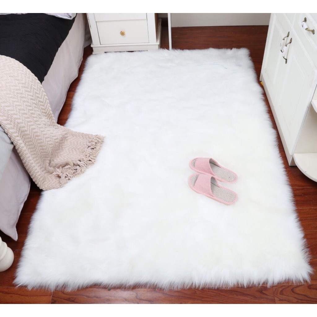 👑 Thảm Lông Trắng Cao Cấp Chuẩn Luxury Trải Sàn Decor Phòng | Màu Hot 2021 | BigBuy360 - bigbuy360.vn