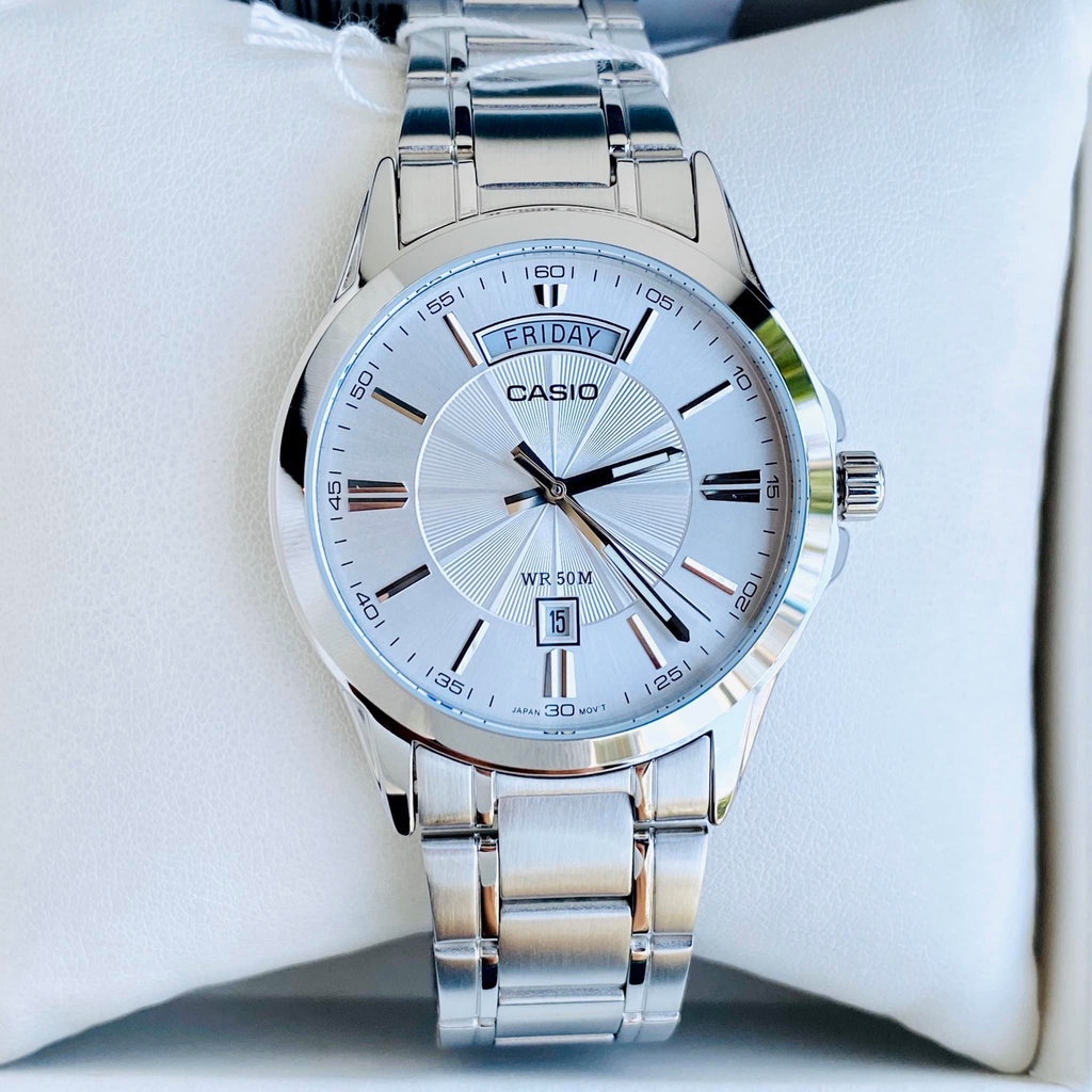 Đồng hồ nam dây thép Casio MTP 1381D-7AV mặt trắng chống nước 5ATM size 39mm Bảo hành 1 năm Hyma watch