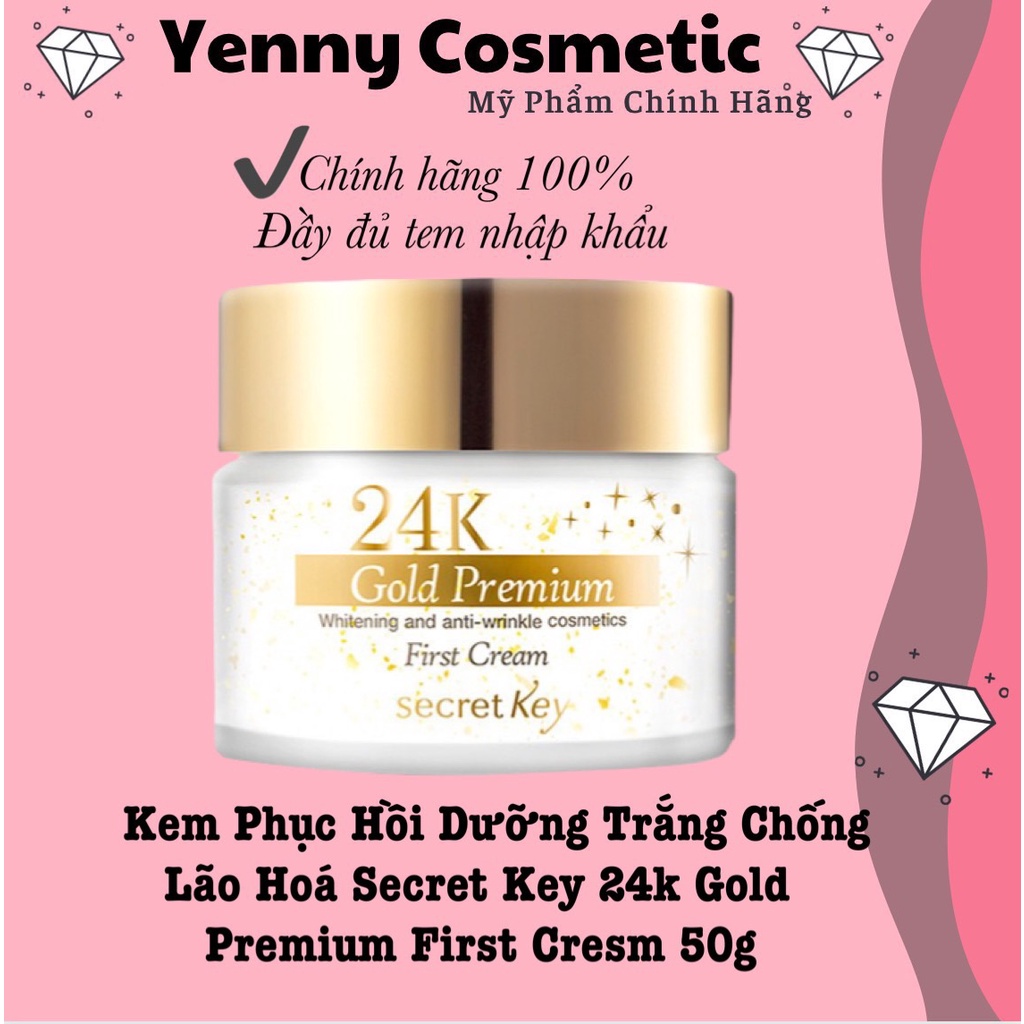 Kem phục hồi dưỡng trắng da chống lão hóa Secret Key 24K Gold Premium First Cream 50g