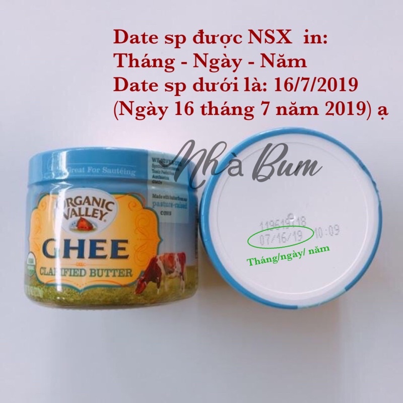 Bơ ghee hữu cơ Organic Valley 212g / Easy 245g / Dm Bio 170g
