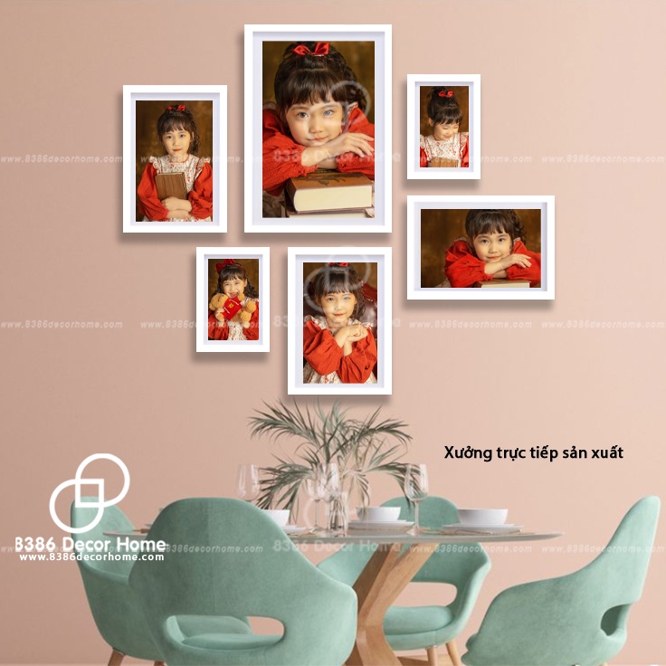 Bộ 6 Khung ảnh màu trắng trơn đẹp giá tại Xưởng (được Sơn màu từ gỗ thông thật)