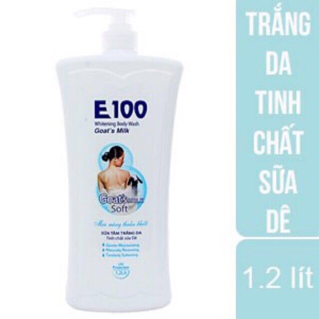 Sữa Tắm E100 Tinh Chất Sữa Dê - Trắng Da chai 1,2 lít