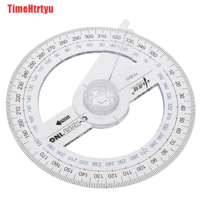 TimeHtrtyu Portable Diameter Of 10cm Plastic 360 Degree Pointer Protractor Ruler