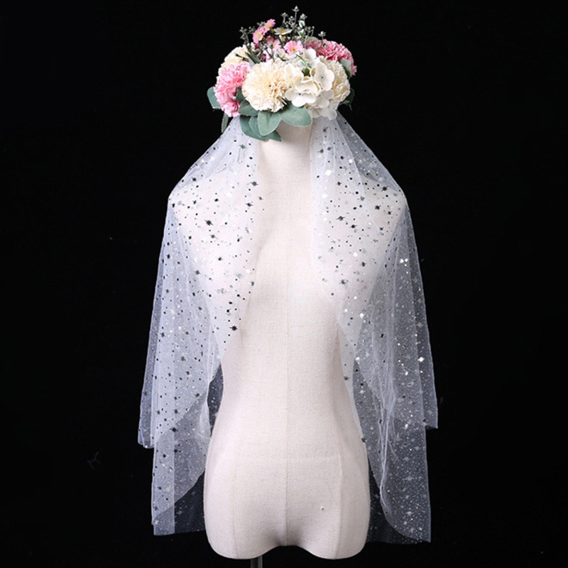 Mạng Che Mặt Vải Tuyn Đính Kim Sa Lấp Lánh Cho Cô Dâu Ngày Halloween