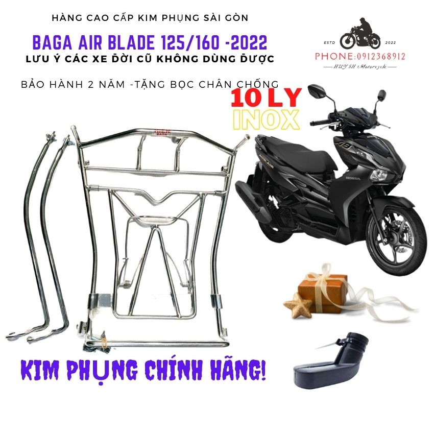 Baga Air Blade 2023 10ly Inox, AB 2023 Titan 7 màu Bắt Chân Dễ Lắp _tặng Bọc Chân Chống
