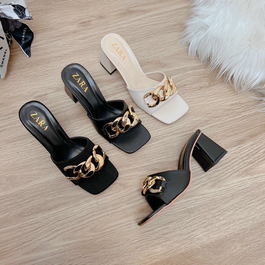 Guốc Nữ 5 Phân Trang Trí Xích Chuẩn Phom Size 35 - 39