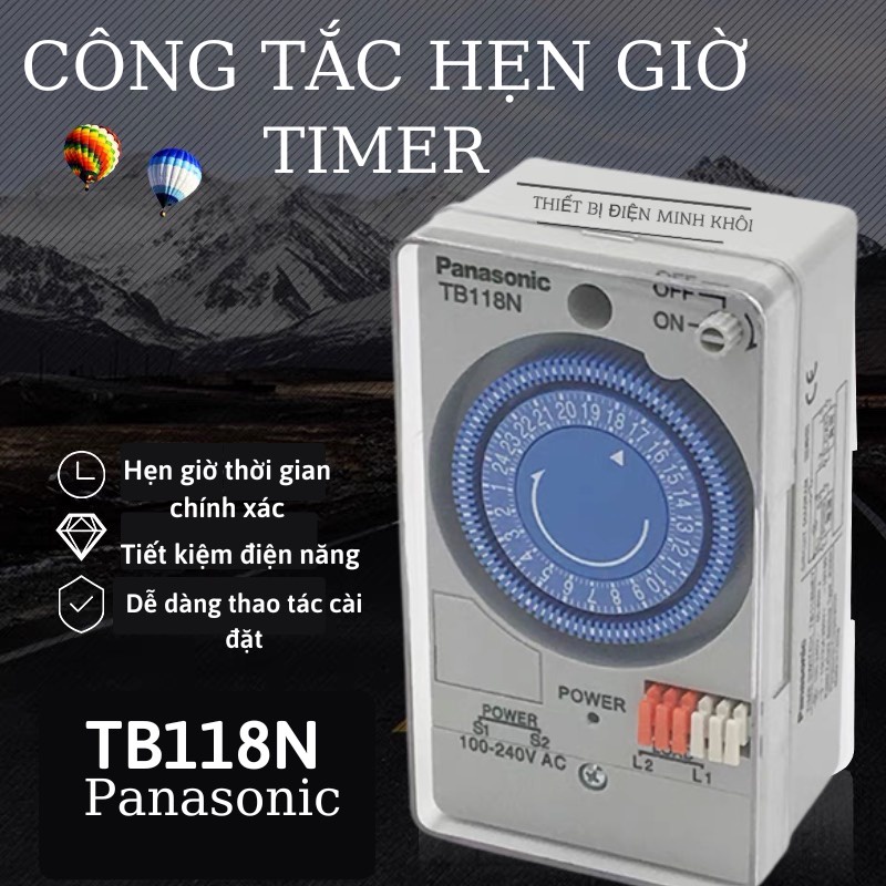 Công tắc đồng hồ hẹn giờ TB118N tặng kèm pin 15A 220V,công tắc hẹn giờ cơ,timer 24h, rơ le thời gian thực, rơ le 24h