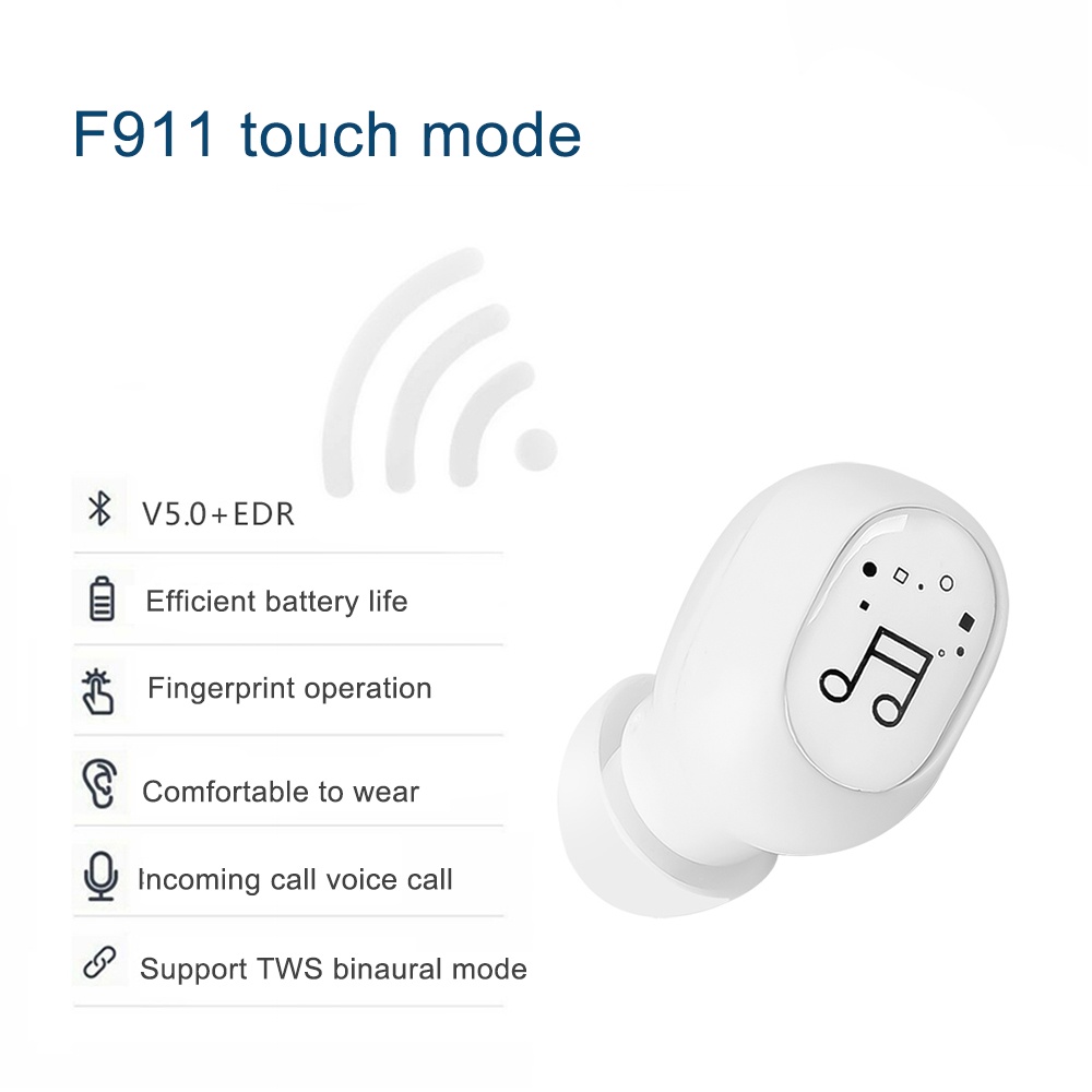 Tai nghe in-ear F911 Bluetooth 5.0 / với âm thanh loa siêu trầm / tai nghe in-ear thể thao không dây vô hình