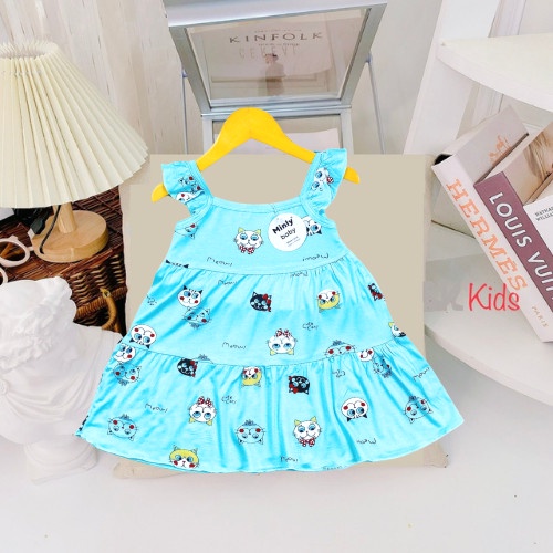 Váy bé gái thun 10-22kg thun lạnh xòe hoa nhí xinh xắn, đầm cho bé mặc hè trẻ em 1 2 3 4 5 6 tuổi Đ004