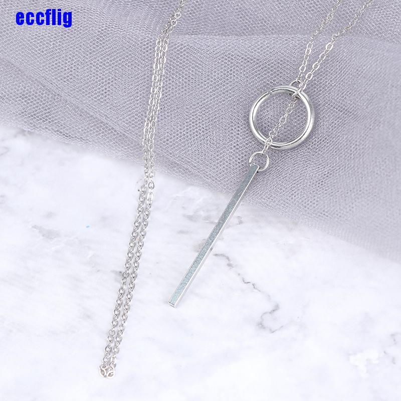 ECC 1PC Circle Strip Long Chain Necklace Collares Choker Necklace Pendants For Women