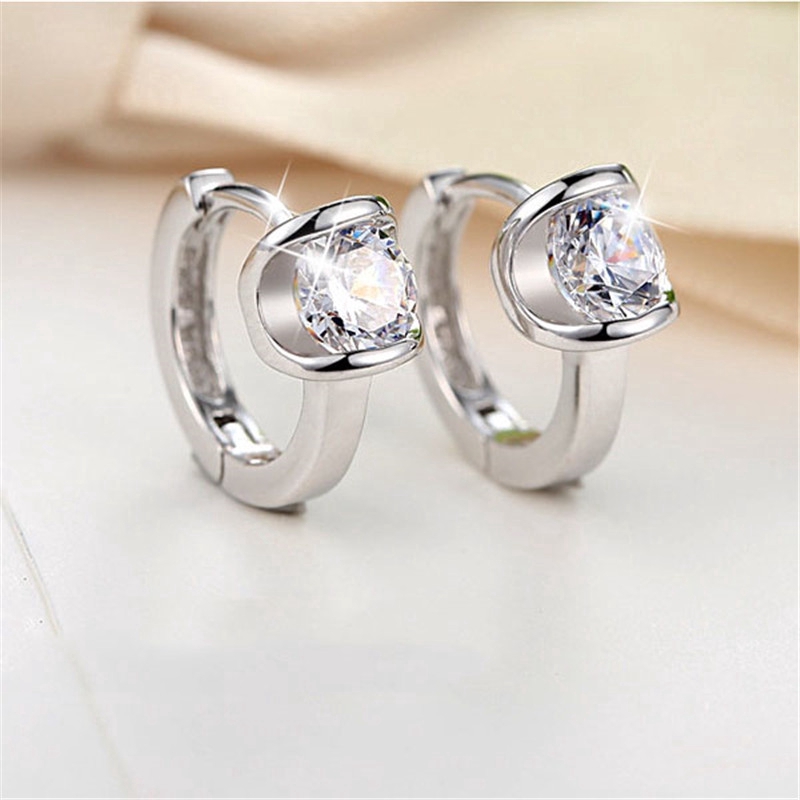 Kim Cương Dát Cao Cấp Bông Tai Mạ Bạc