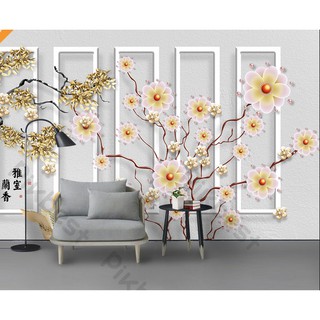 Tranh dán tường Hoa phong lan tối giản hiện đại, tranh dán tường 3d hiện đại (tích hợp sẵn keo) MS1102969