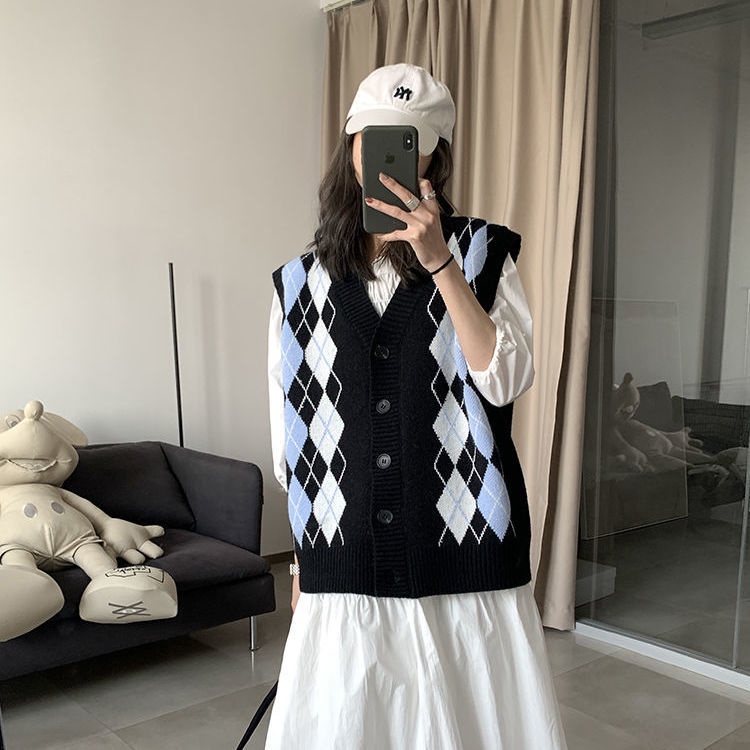 Áo len không tay cổ chữ V thời trang nữ tính