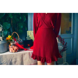 Envi Dress - Đầm chấm bi visco - Đỏ