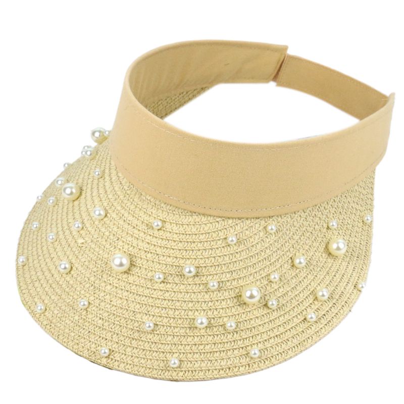 Nón Cối Rộng Vành Đính Hạt Ngọc Trai Giả Chống Nắng Thời Trang Đi Biển Cho Nữ