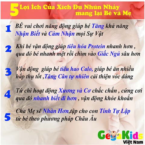 Xích đu nhún nhảy L cải tiến tập đi - Nhún tập đi Gega Kids Việt Nam - Hàng chính hãng