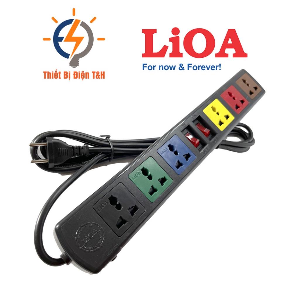 Ổ cắm điện đa năng LIOA, 2200W, 6 ổ cắm, 2 công tắc, dây dài 3M, 5M, 6D32N - 6D52N - Thiết Bị Điện T&H