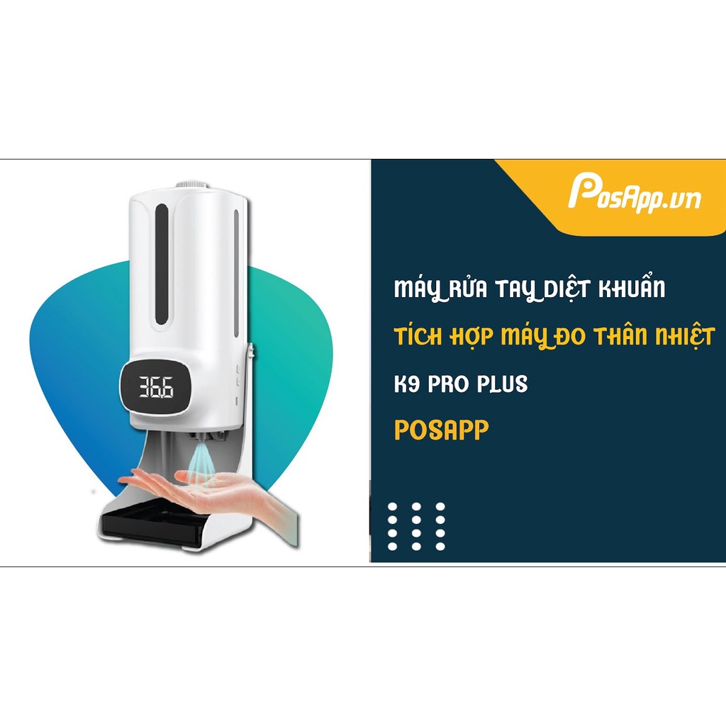 Máy sát khuẩn tự động kèm đo nhiệt độ, có báo động khi phát hiện sốt K9 Pro Plus dòng mới nhất gồm chân đế