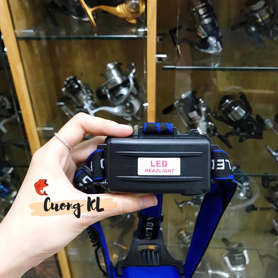 Đèn led đeo đầu sạc điện viền xanh