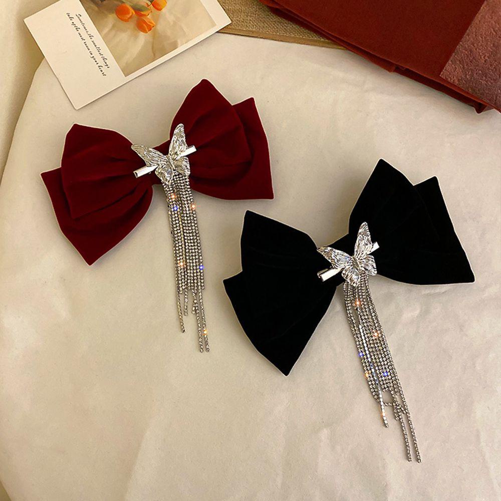 Kẹp Tóc Vải Nhung Hình Bướm Thời Trang Thu Đông Cho Nữ|Kẹp Tóc Hình Nơ Xinh Xắn Dành Cho Bé Gái