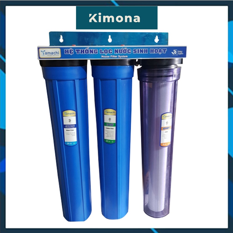 Bộ lọc nước sinh hoạt 3 cấp lọc 20 inch Bao Gồm Đầy Đủ Phụ Kiện --- Bộ Lọc 20inch 2 Xanh 1 rắng