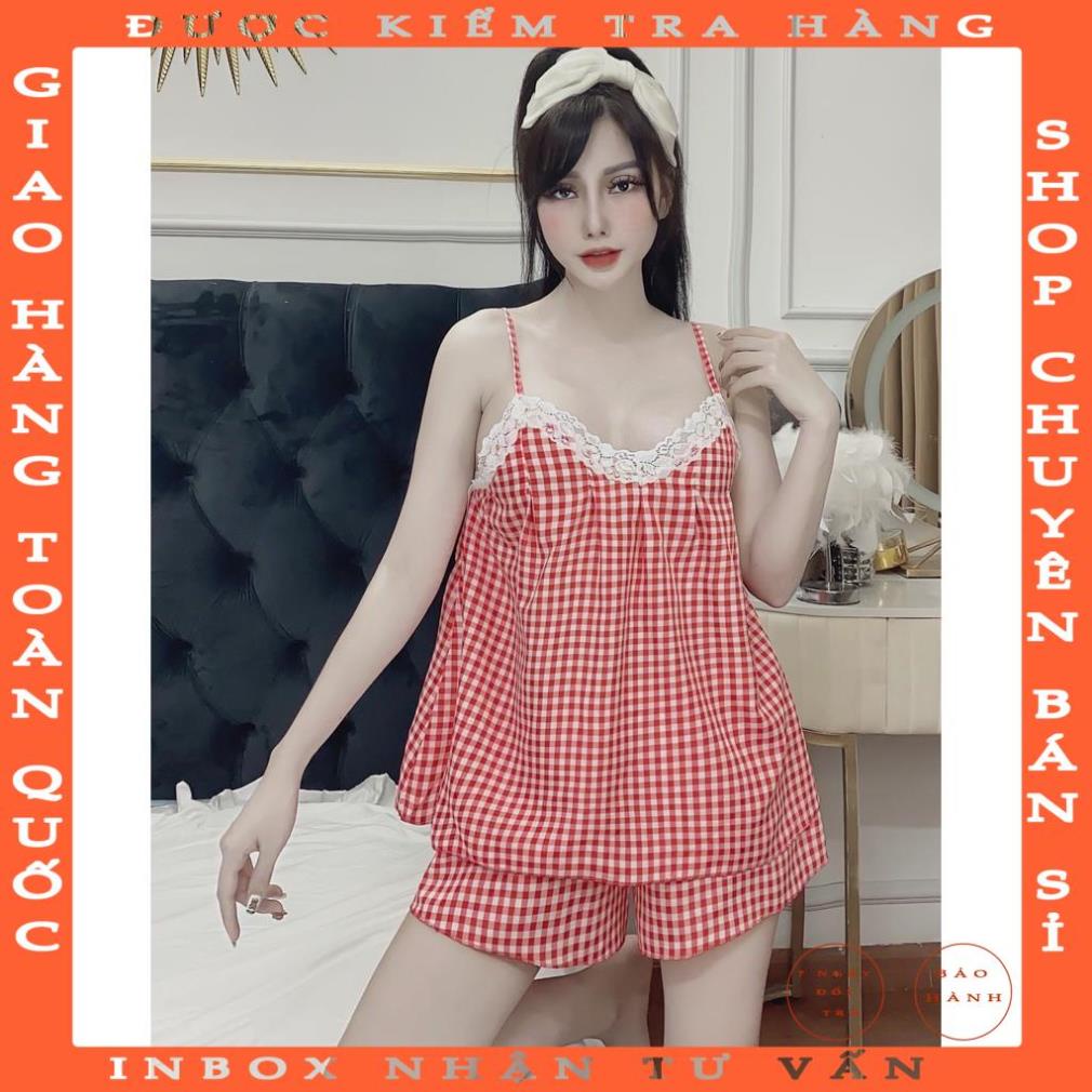 Đồ Bộ Hai Dây Mặc Nhà Lụa Mềm Mịn Ren Cao Cấp Hisexy MS31 tranvuong