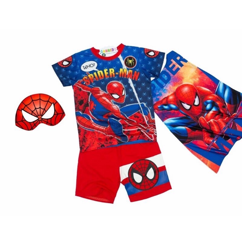 Bộ siêu nhân bé trai người nhện lửng chất cotton co giãn 4 chiều Herokids