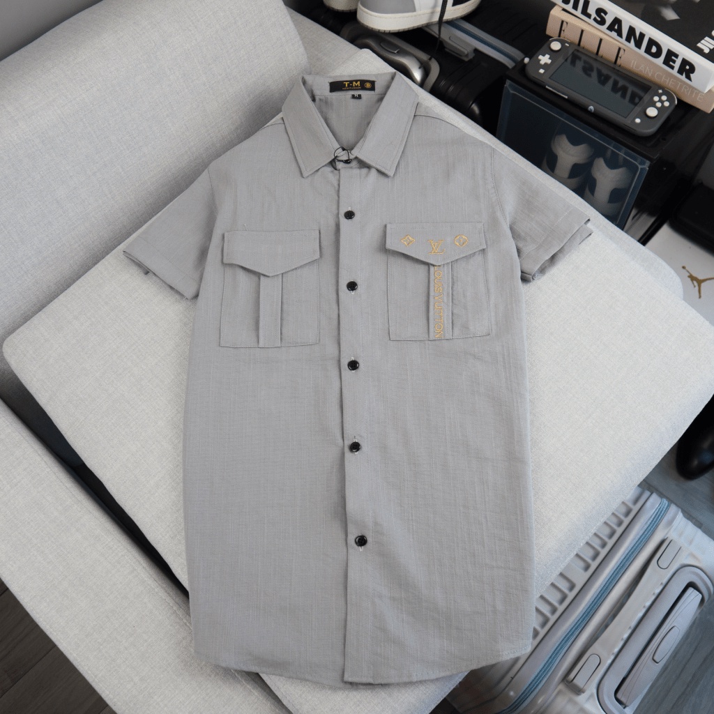 ÁO SƠ MI NAM CHẤT LIỆU ĐŨI LENIN  CAO CẤP  PHỐI TÚI THÊU HỌA TIẾT ĐẸP CÓ 5 MÀU TƯƠI SÁNG VALENTINA SHOP