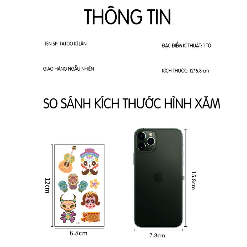 Hình xăm tatoo sticker COCO dán chống thấm nước cho bé sáng tạo vui chơi an toàn