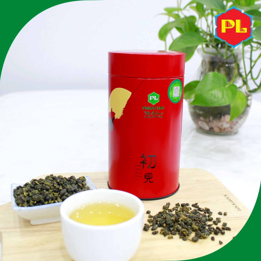 Hộp Trà Biếu Cao Cấp 100g - Trà ô long (oolong) Kim Tuyên Phước Lạc lon thiếc