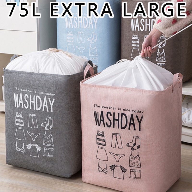 75L Extra Large Foldable Large Capacity Dirty Clothes Toy Bag Laundry Basket Waterproof Quilt Clothing Storage Bag