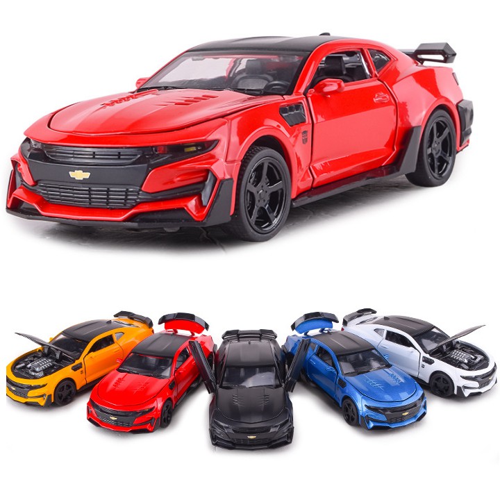 Mô hình xe ô tô Chevrolet camaro 1:32 bằng kim loại - Xe chạy cót mở được cửa có âm thanh và đèn