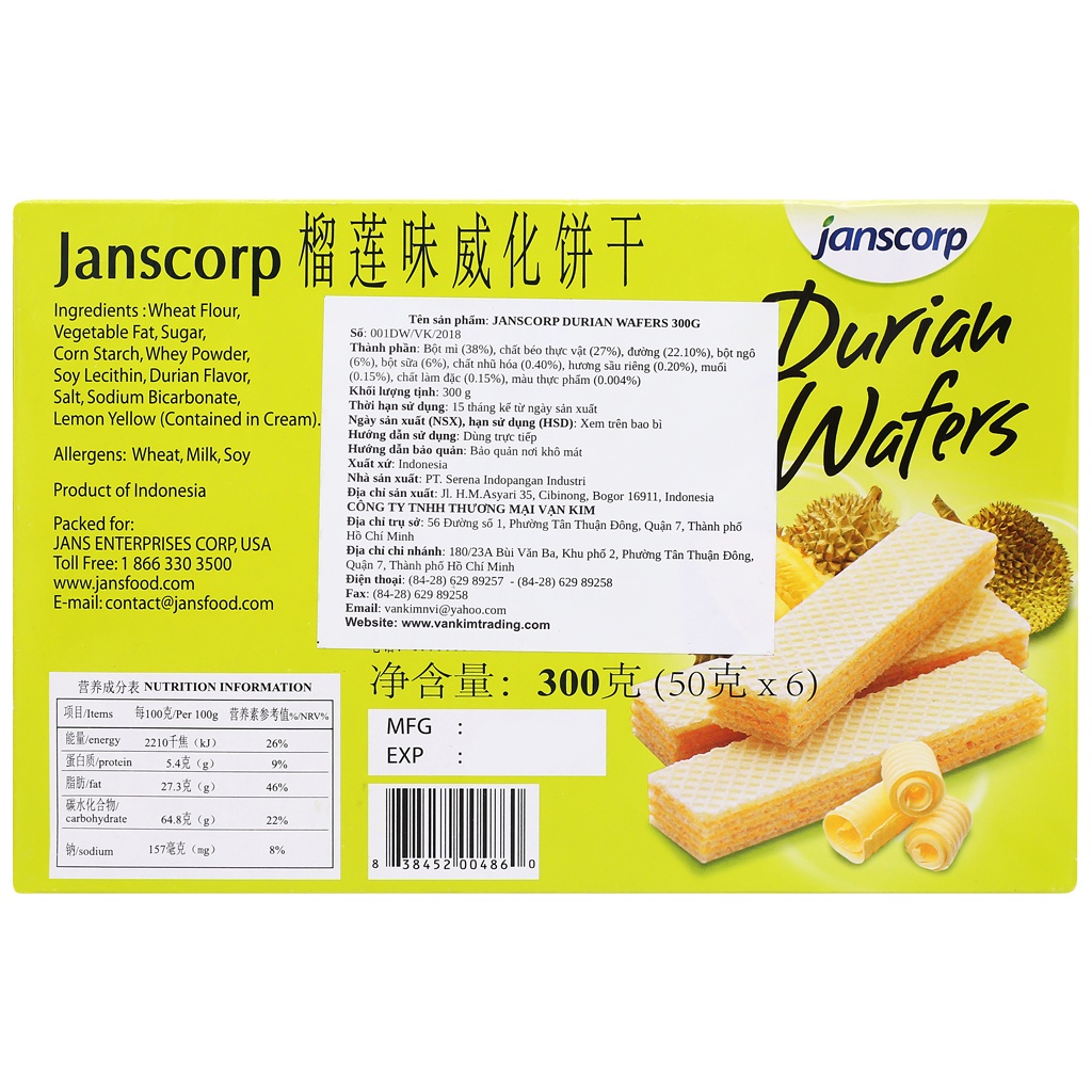Bánh Xốp Janscorp Hương Sầu Riêng