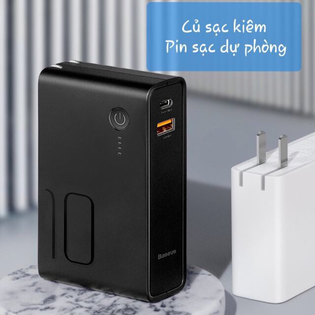 [Đã có sẵn] Củ sạc kiêm sạc dự phòng Baseus 10000mah PD3.0/QC3.0 sạc nhanh