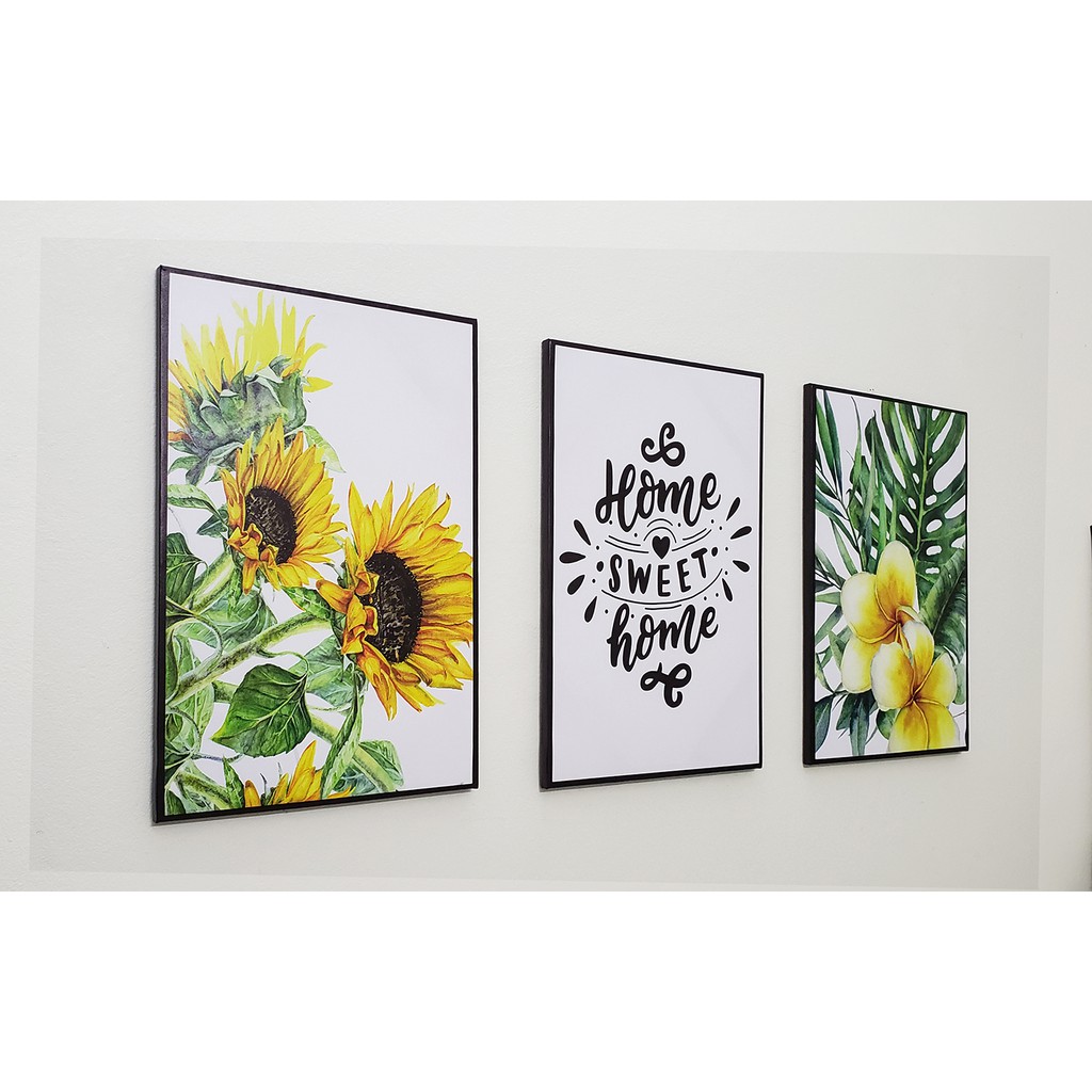 Tranh treo tường,bộ 3 bức tranh hoa hướng dương A03 CHỌN KHUNG