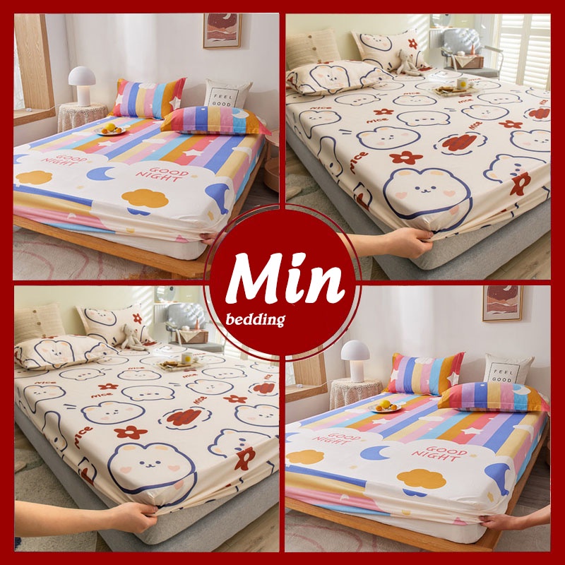 Ga Giường Cotton Poly, Drap Trải Nệm M2 M6 M8 Họa Tiết Dễ Thương (Miễn Phí Bo Chun)