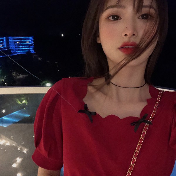 SUXI Áo Thun Ngắn Tay Phối Nơ Xinh Xắn Dành Cho Nữ