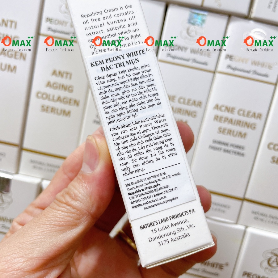 KEM MỤN PEONY WHITE - ACNE CLEAR REPAIRING CREAM - NGỪA MỤN - GIẢM THÂM SAU MỤN - GIẢM CÁC TÁC NHÂN GÂY MỤN 20ml