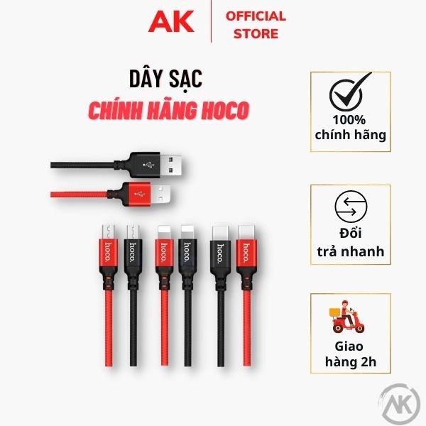 Dây Sạc Iphone  Siêu rẻ  Cáp sạc Hoco Chính hãng Bọc dù siêu bền, sạc nhanh