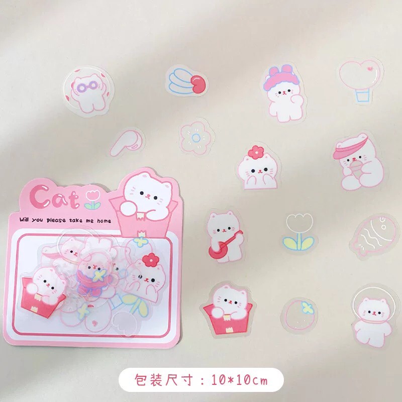 Túi hình dán sticker hình gấu cute 30 mảnh kích thước 6cm trang trí sổ tay, máy tính, laptop, góc học tập