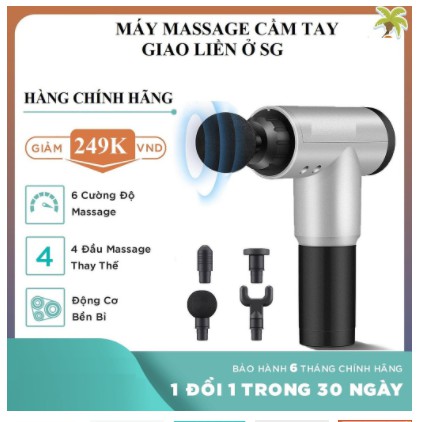 Súng bắn massage trị liệu đau mỏi vai gáy, Máy massage cầm tay 4 đầu 6 chế độ Bảo hành 6 tháng .