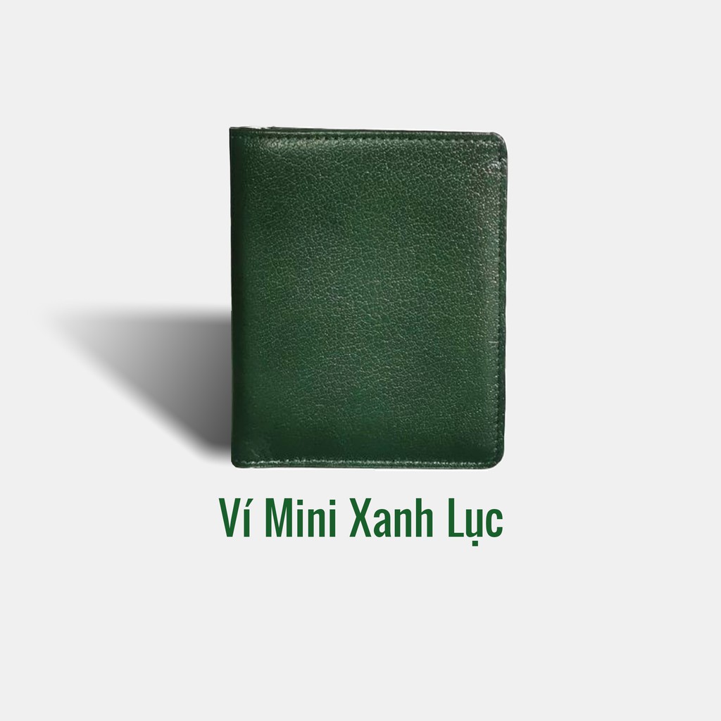 VÍ ĐỨNG MINI XANH LÁ/ XANH LỤC - DA BÒ GRAIN THẬT 100% - Follow shop giảm 20K