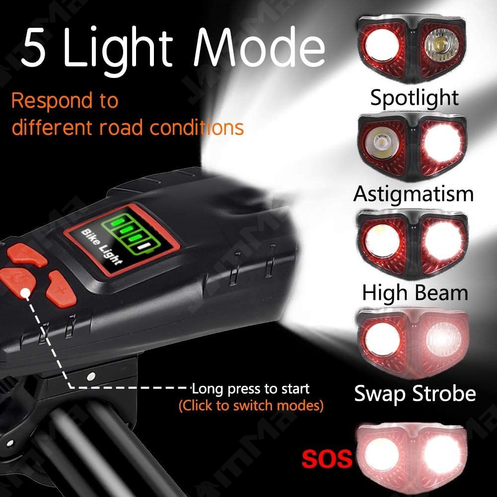 USB rechargeable bike light, 800 lumens headlight