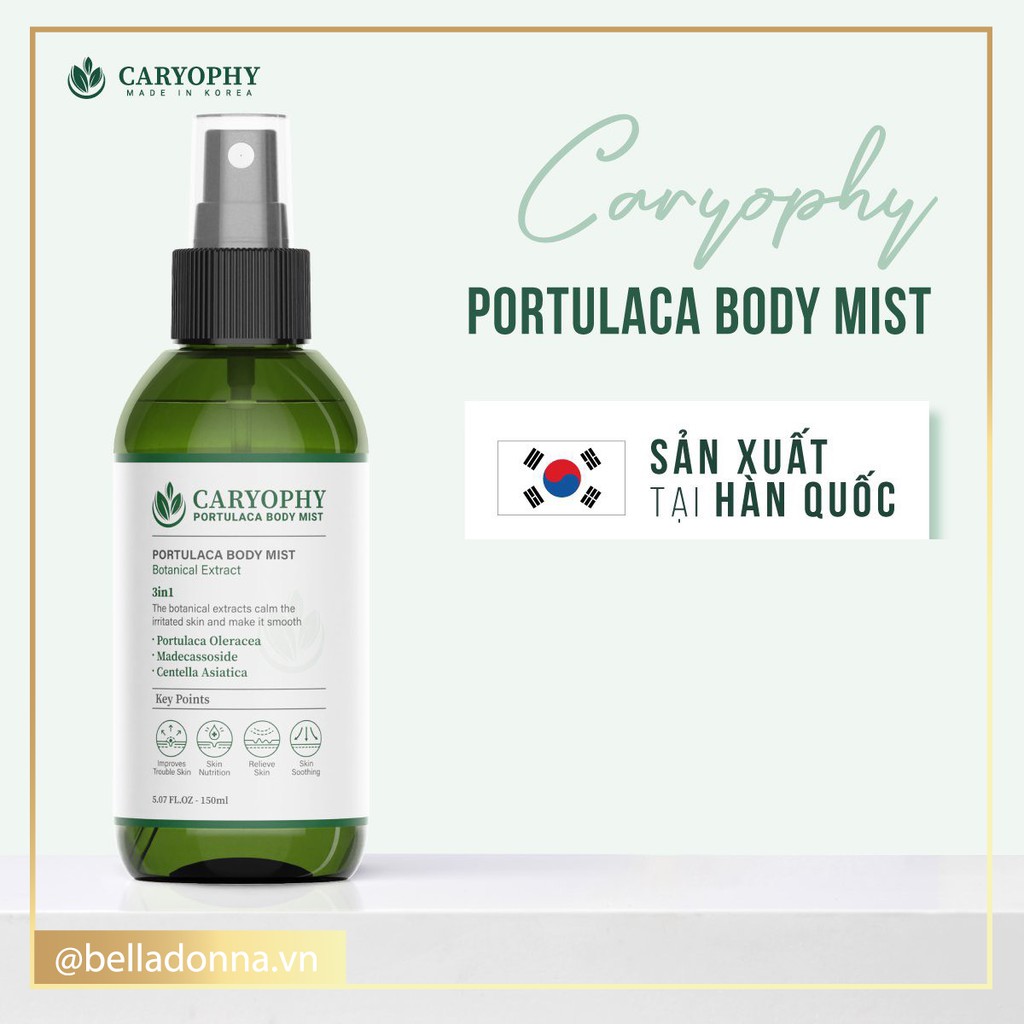 Xịt Ngừa Mụn Và Làm Dịu Da Toàn Thân Caryophy Portulaca Body Mist 150ml