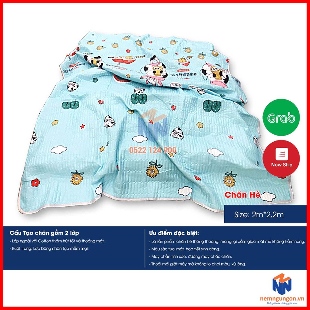 Chăn hè Korea vải Cotton đũi - Kích thước 2m2 x 2m - Chăn cho mùa hè thoáng mát - Màu ngẫu nhiên