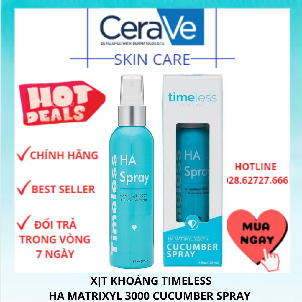 Xịt Khoáng Timeless HA Matrixyl 3000 Cucumber Spray (120ml)