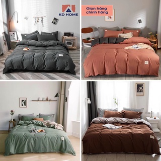 Bộ chăn ga gối Cotton Tici, sét 4 món chăn ga gối trơn màu chưa bao gồm ruột KD Home